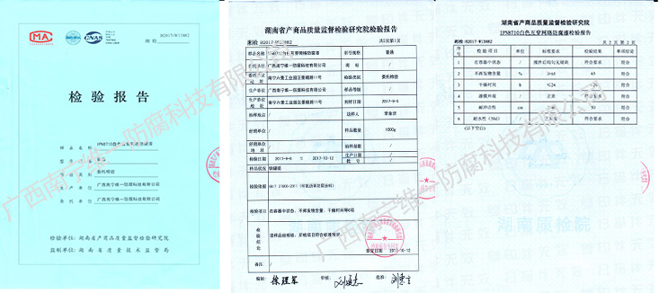 IPN8710白色互穿网络防腐漆检测报告
